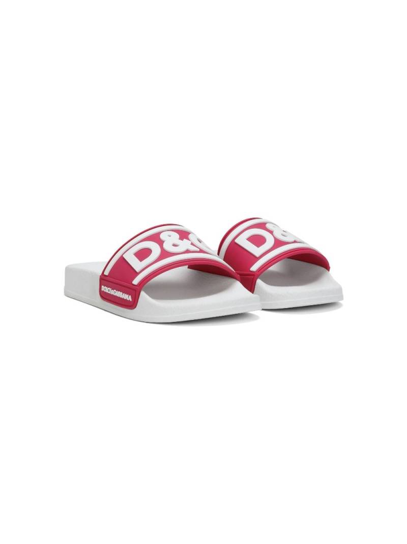 Dolce & Gabbana Kids logo-embossed slip-on slides - Red von Dolce & Gabbana Kids