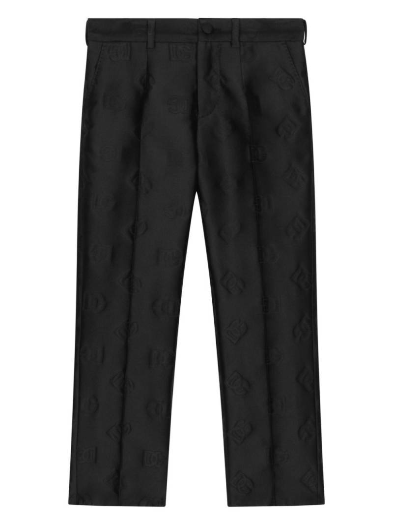 Dolce & Gabbana Kids logo-embossed tailored trousers - Black von Dolce & Gabbana Kids