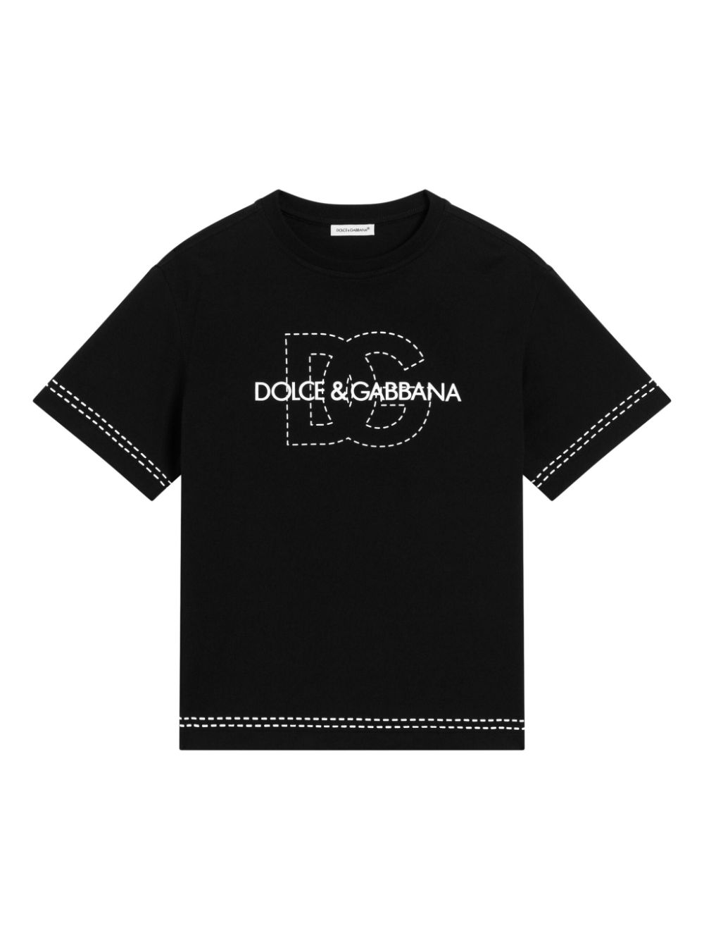 Dolce & Gabbana Kids logo-embroidered T-shirt - Black von Dolce & Gabbana Kids