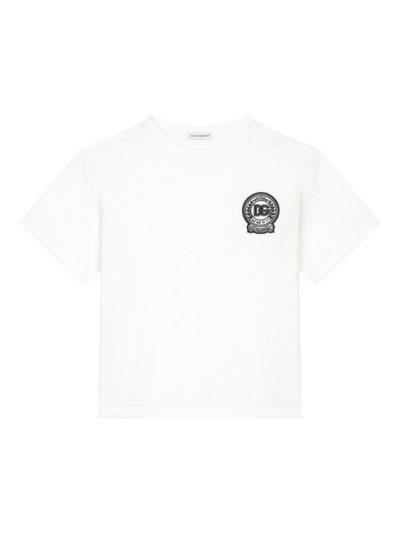 Dolce & Gabbana Kids logo-embroidered T-shirt - White von Dolce & Gabbana Kids