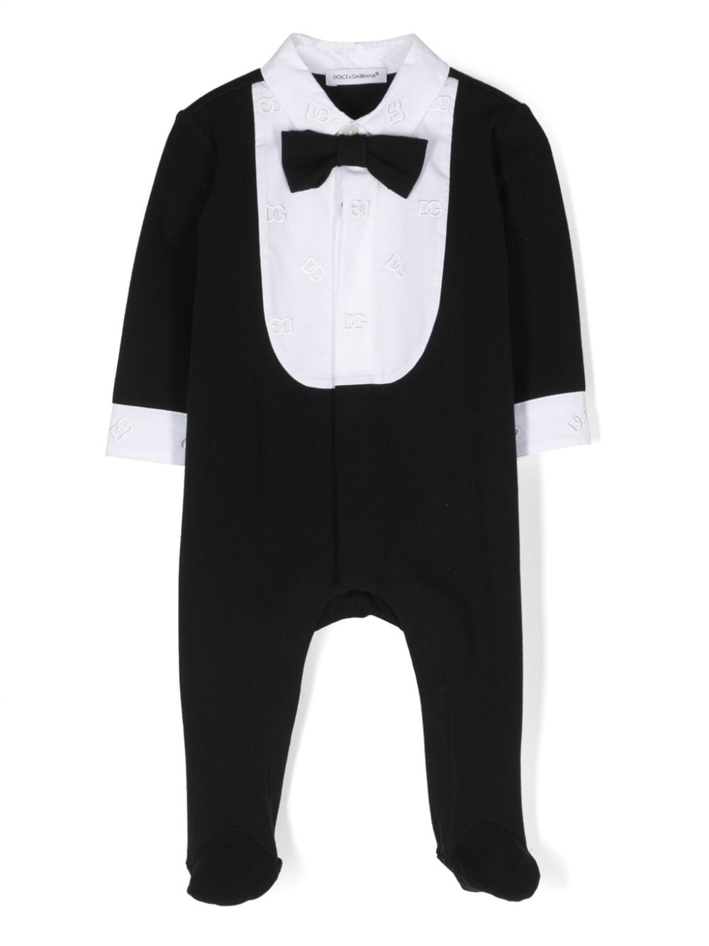 Dolce & Gabbana Kids logo-embroidered bow-tie pyjama - Black von Dolce & Gabbana Kids