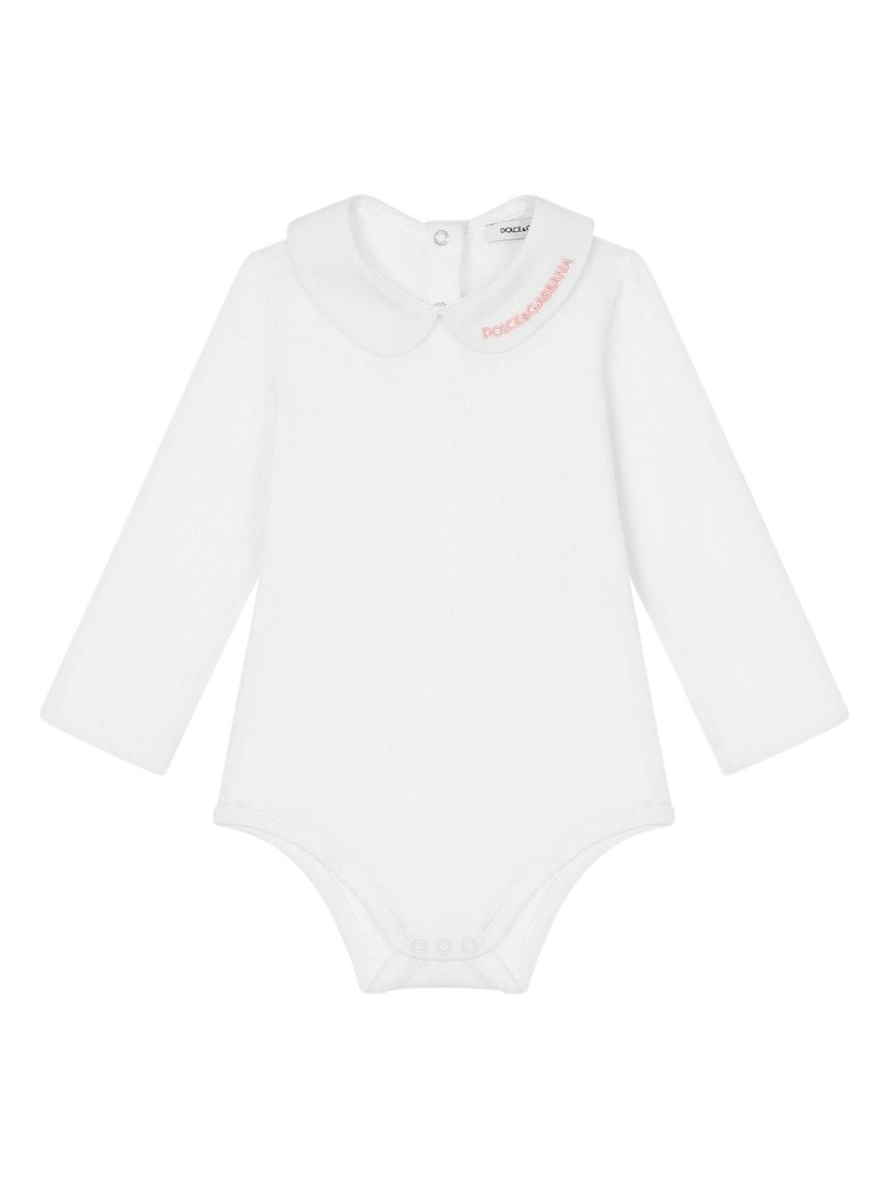 Dolce & Gabbana Kids logo-embroidered cotton body - White von Dolce & Gabbana Kids