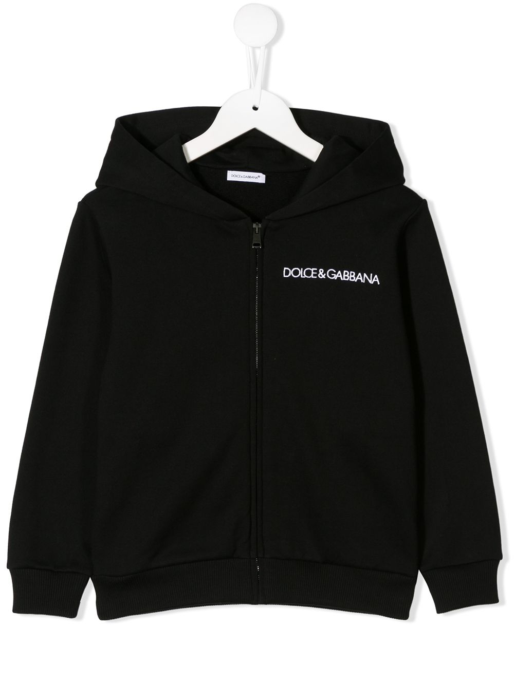 Dolce & Gabbana Kids logo-embroidered cotton hoodie - Black von Dolce & Gabbana Kids