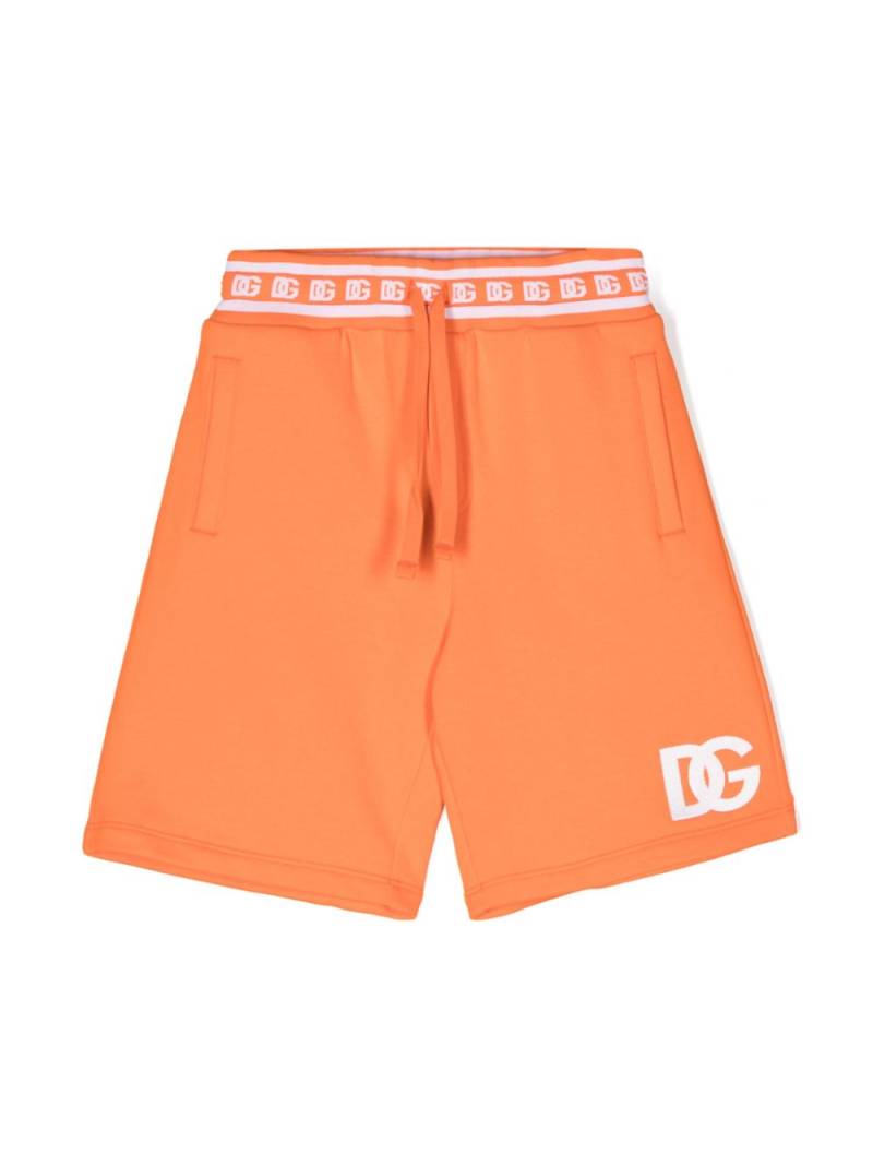 Dolce & Gabbana Kids logo-embroidered cotton shorts - Orange von Dolce & Gabbana Kids