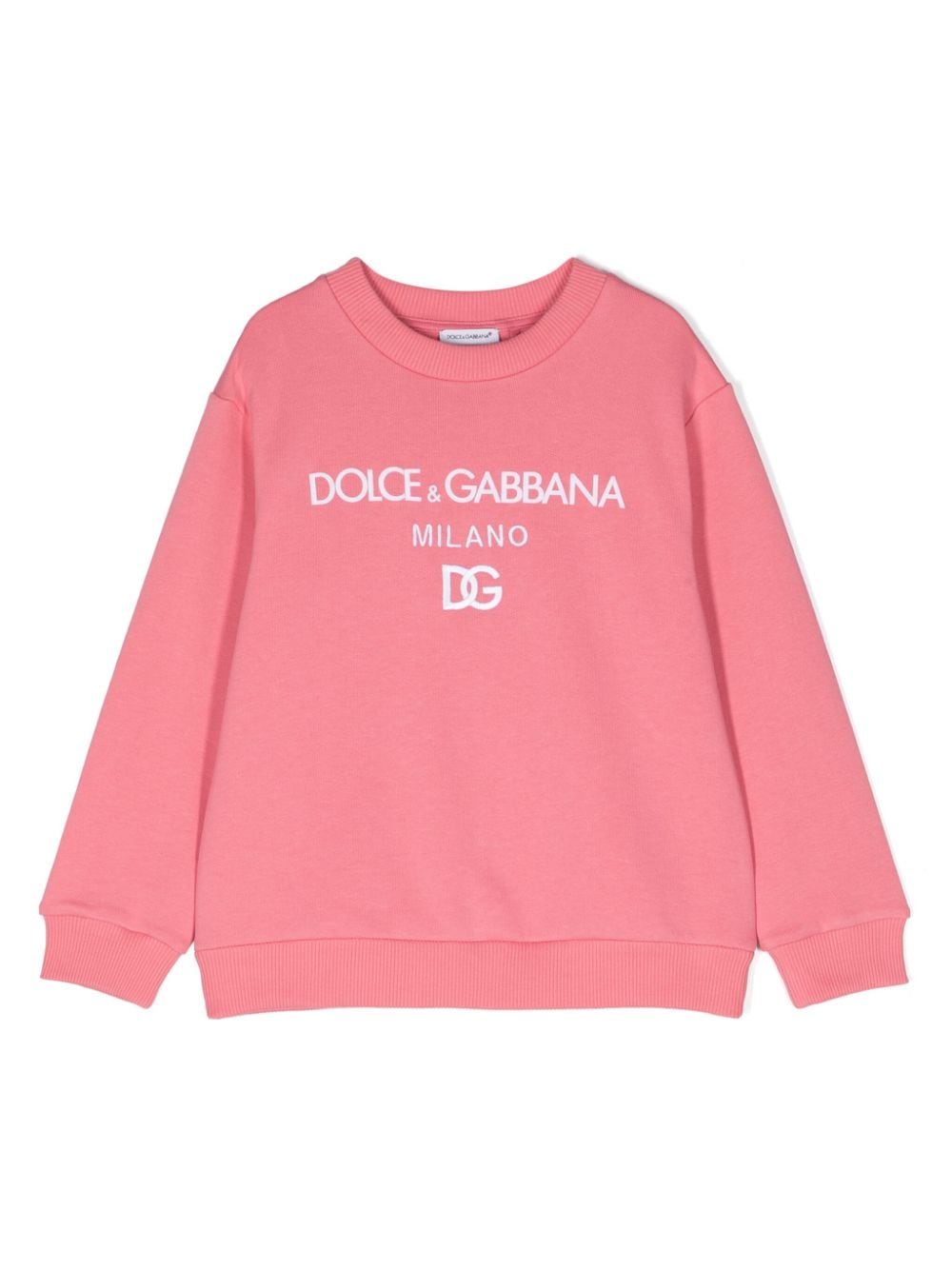 Dolce & Gabbana Kids logo-embroidered cotton sweatshirt - Pink von Dolce & Gabbana Kids