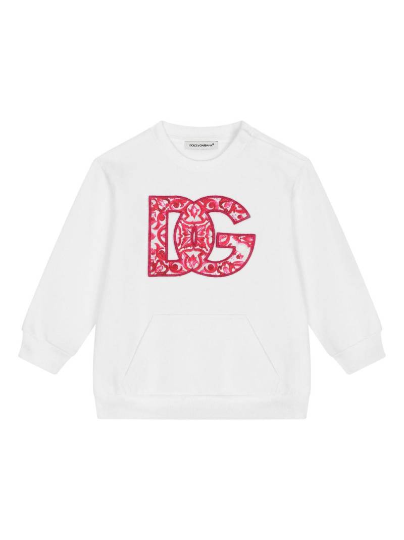 Dolce & Gabbana Kids logo-embroidered cotton sweatshirt - White von Dolce & Gabbana Kids