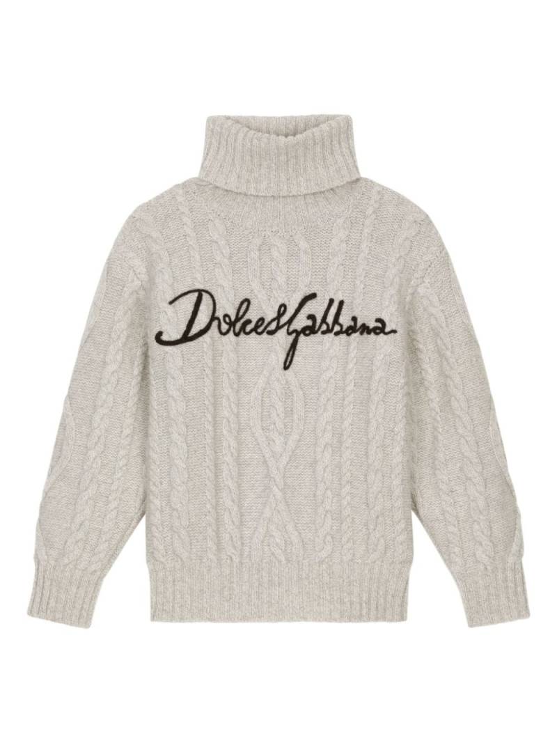 Dolce & Gabbana Kids logo-embroidered jumper - Grey von Dolce & Gabbana Kids