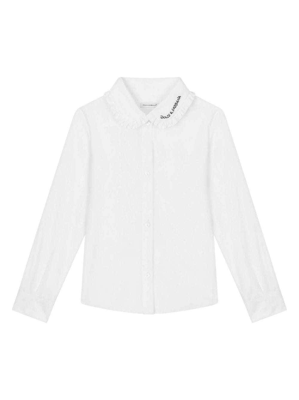 Dolce & Gabbana Kids logo-embroidered long-sleeve shirt - White von Dolce & Gabbana Kids