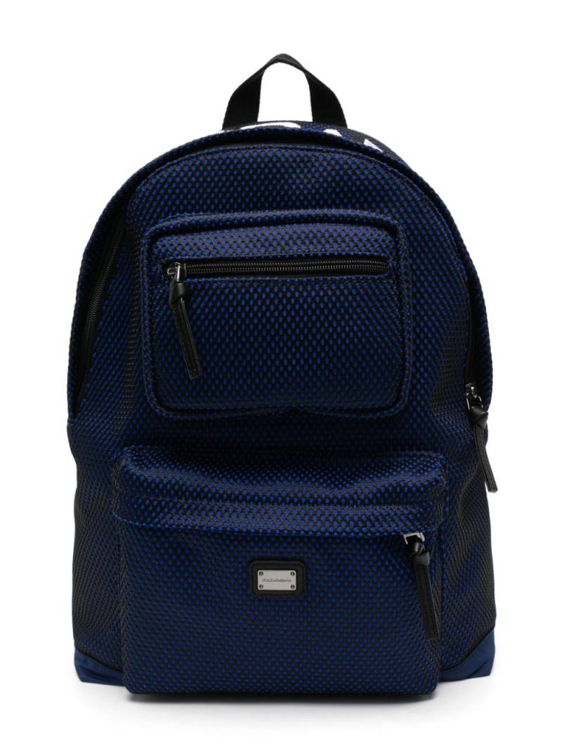 Dolce & Gabbana Kids logo-embroidered mesh backpack - Blue von Dolce & Gabbana Kids