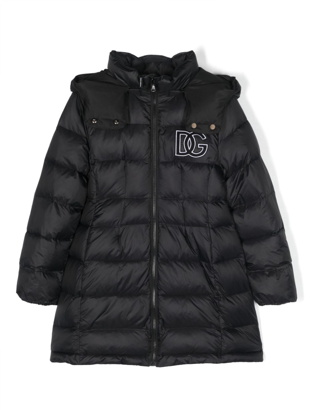 Dolce & Gabbana Kids logo-embroidered quilted padded coat - Black von Dolce & Gabbana Kids