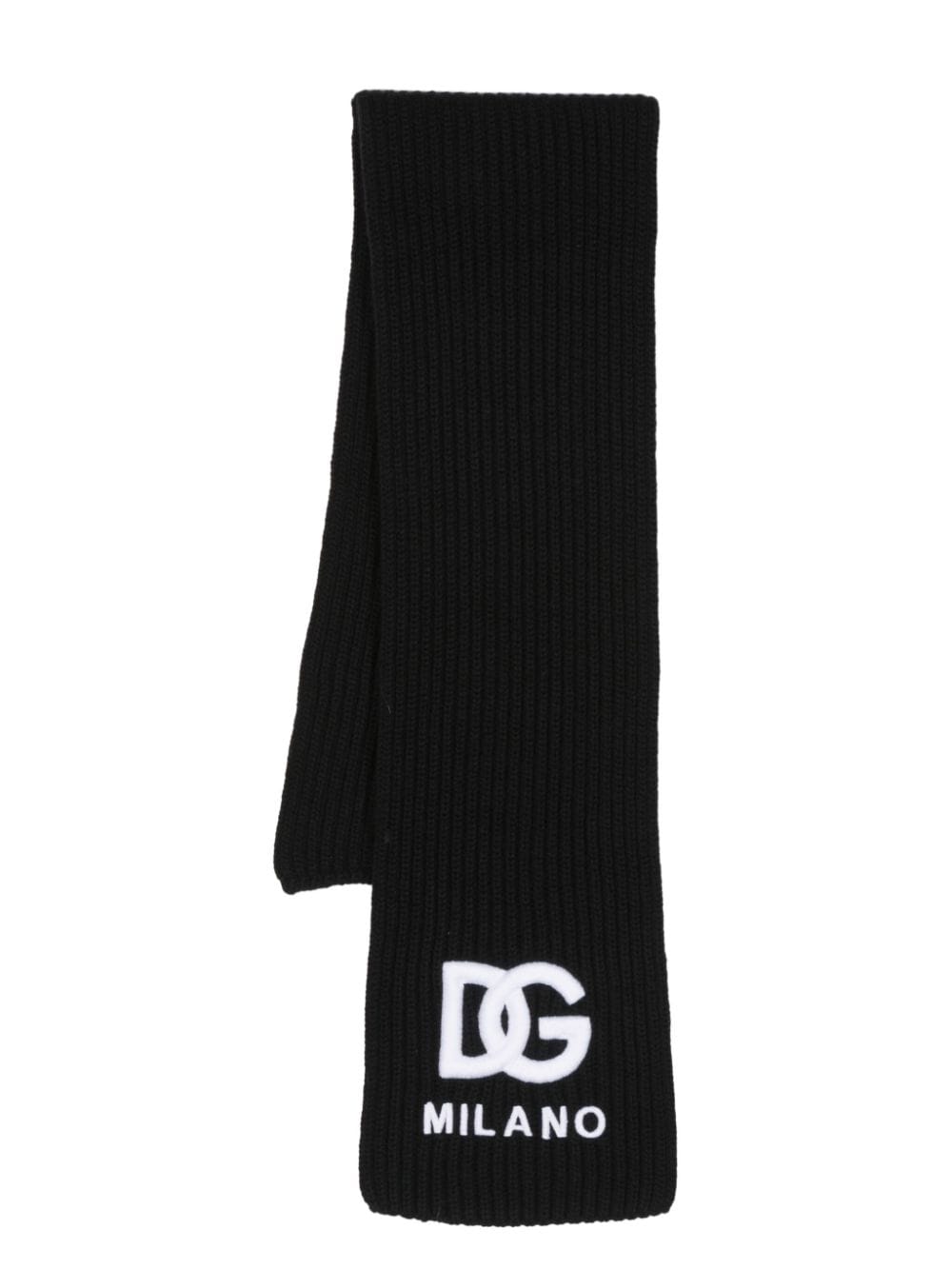 Dolce & Gabbana Kids logo-embroidered ribbed-knit scarf - Black von Dolce & Gabbana Kids