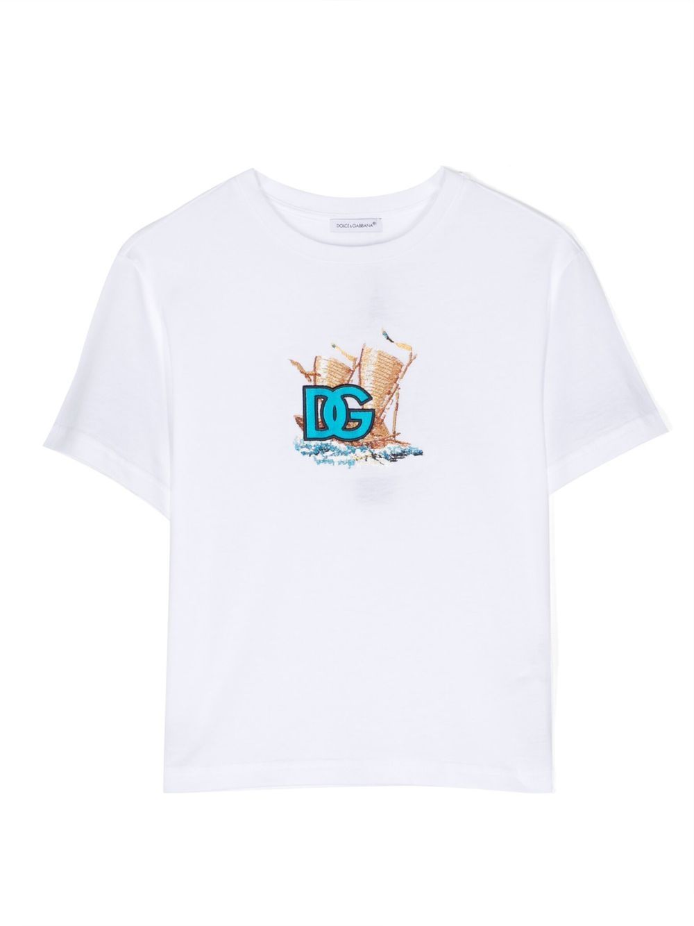 Dolce & Gabbana Kids logo-embroidered short-sleeve T-shirt - White von Dolce & Gabbana Kids