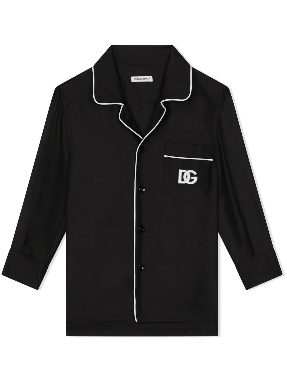 Dolce & Gabbana Kids logo-embroidered silk pajama shirt - Black von Dolce & Gabbana Kids