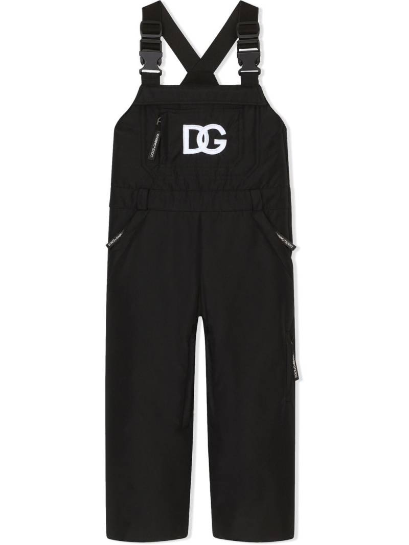 Dolce & Gabbana Kids logo-embroidered straight-leg dungarees - Black von Dolce & Gabbana Kids