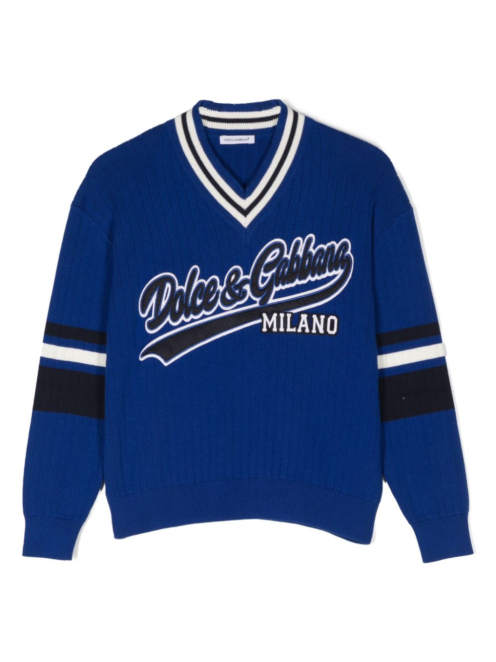 Dolce & Gabbana Kids logo-embroidered sweater - Blue von Dolce & Gabbana Kids