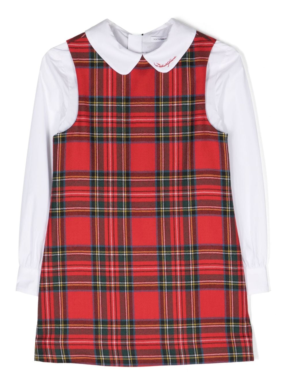 Dolce & Gabbana Kids logo-embroidered tartan-checked shirt dress von Dolce & Gabbana Kids