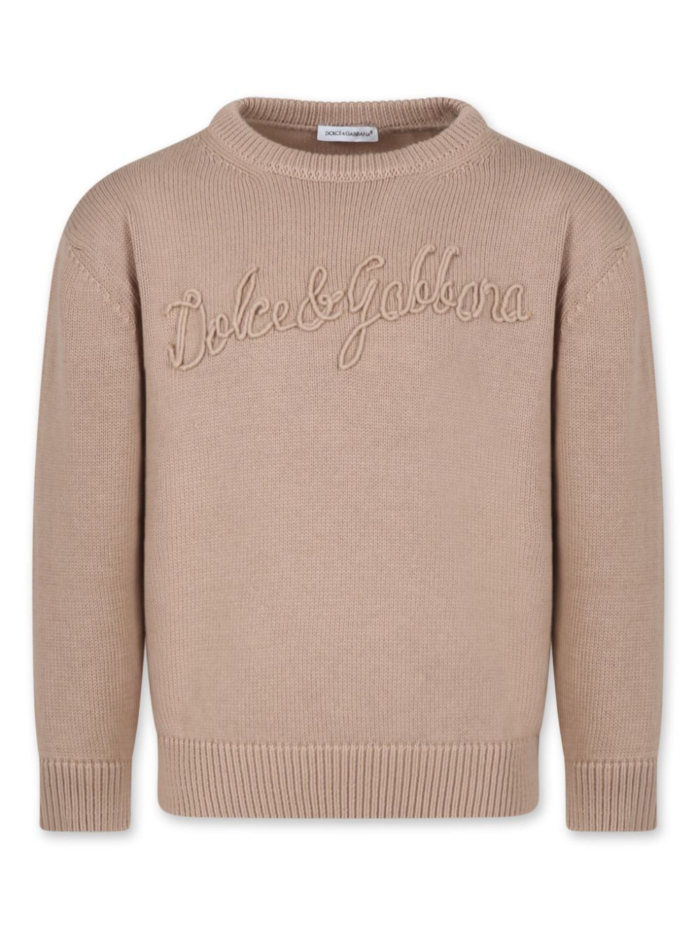 Dolce & Gabbana Kids logo embroidery round neck jumper - Neutrals von Dolce & Gabbana Kids