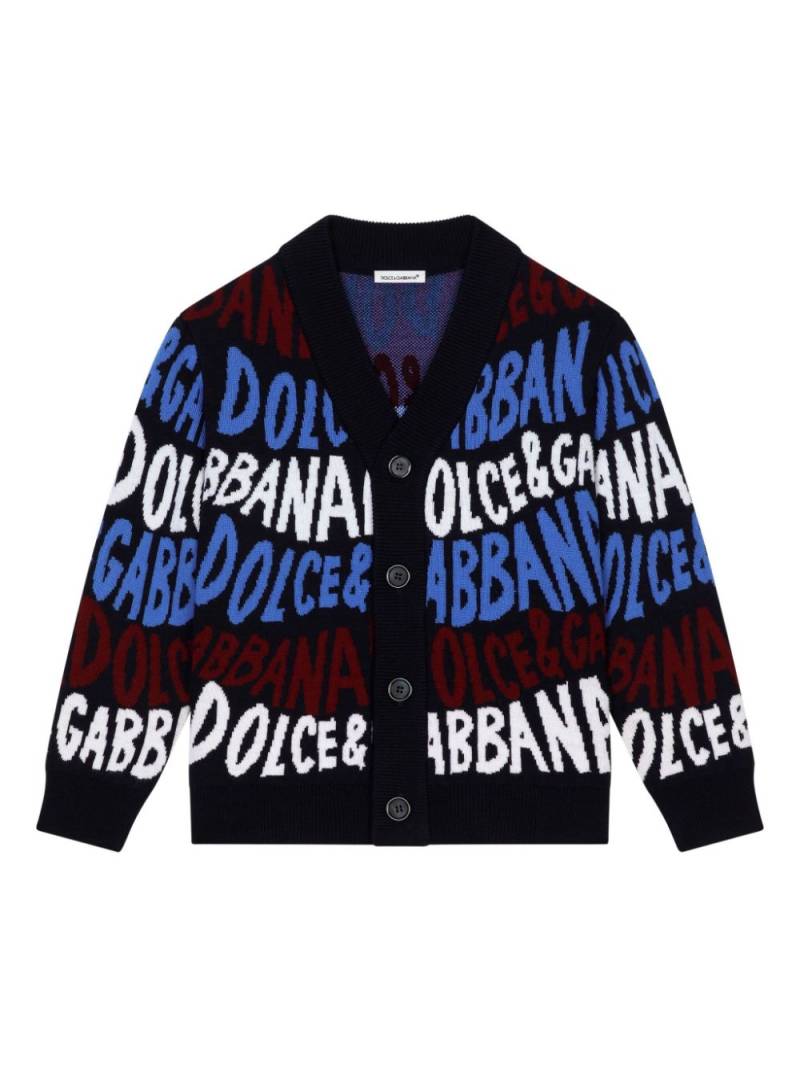 Dolce & Gabbana Kids logo-intarsia cardigan - Black von Dolce & Gabbana Kids