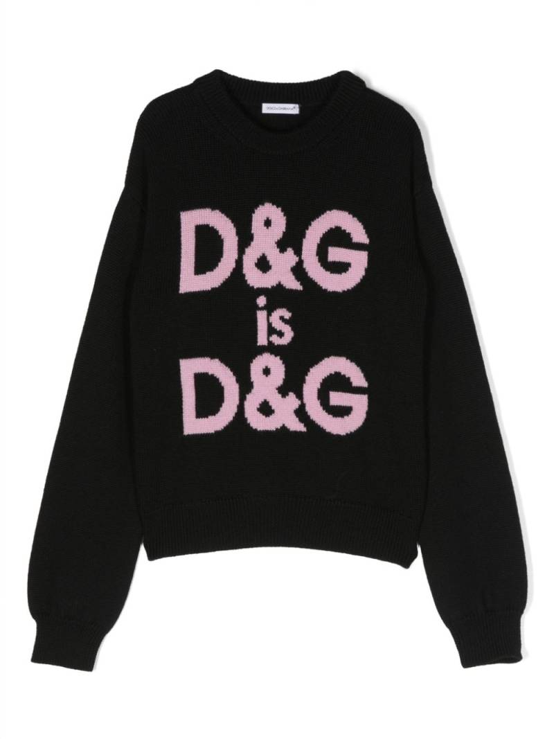 Dolce & Gabbana Kids logo-intarsia virgin-wool jumper - Black von Dolce & Gabbana Kids