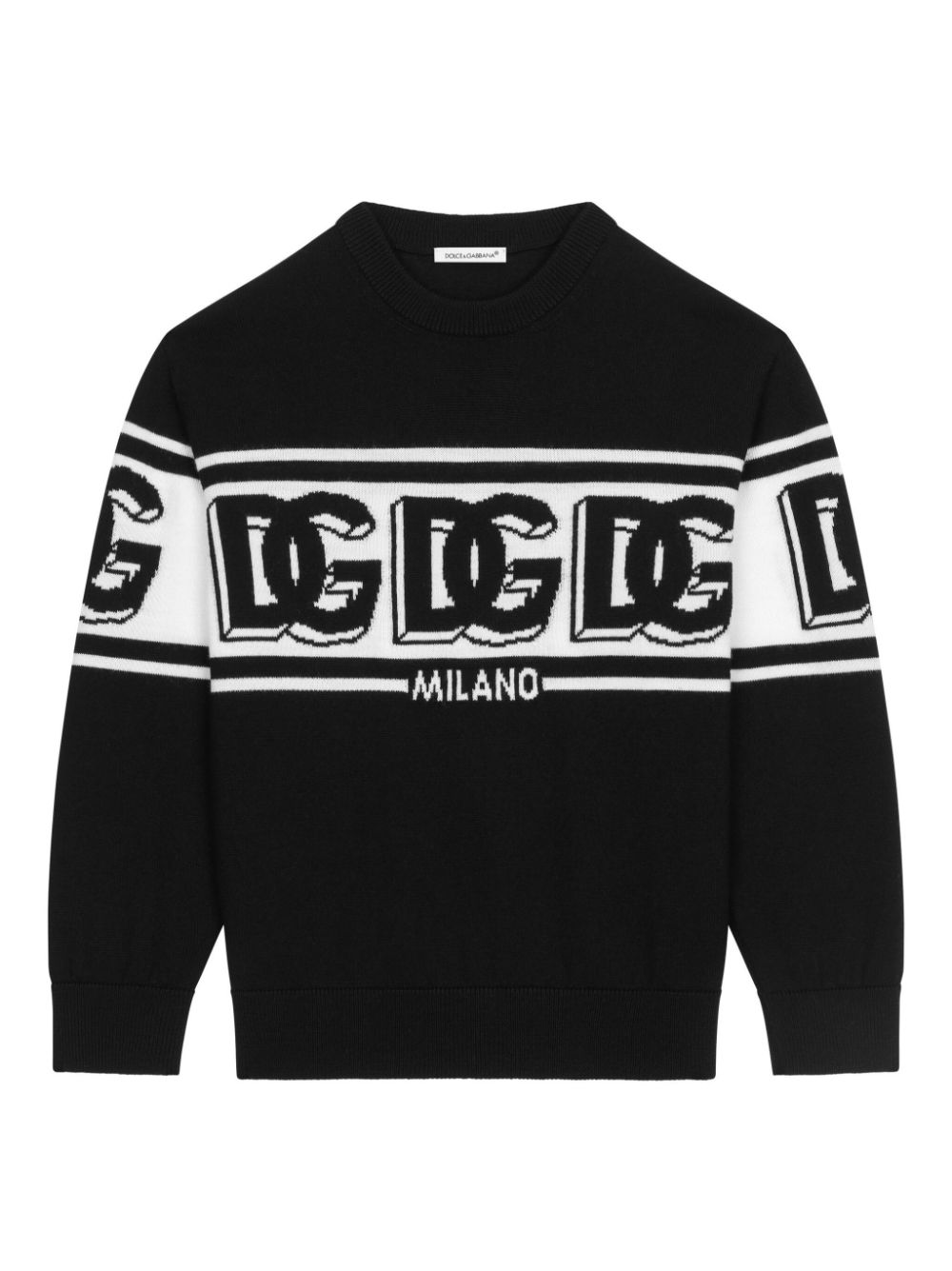 Dolce & Gabbana Kids logo-intarsia wool jumper - Black von Dolce & Gabbana Kids