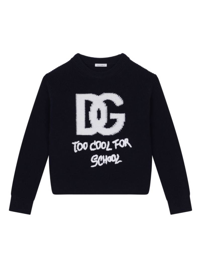 Dolce & Gabbana Kids logo-jacquard virgin-wool jumper - Black von Dolce & Gabbana Kids