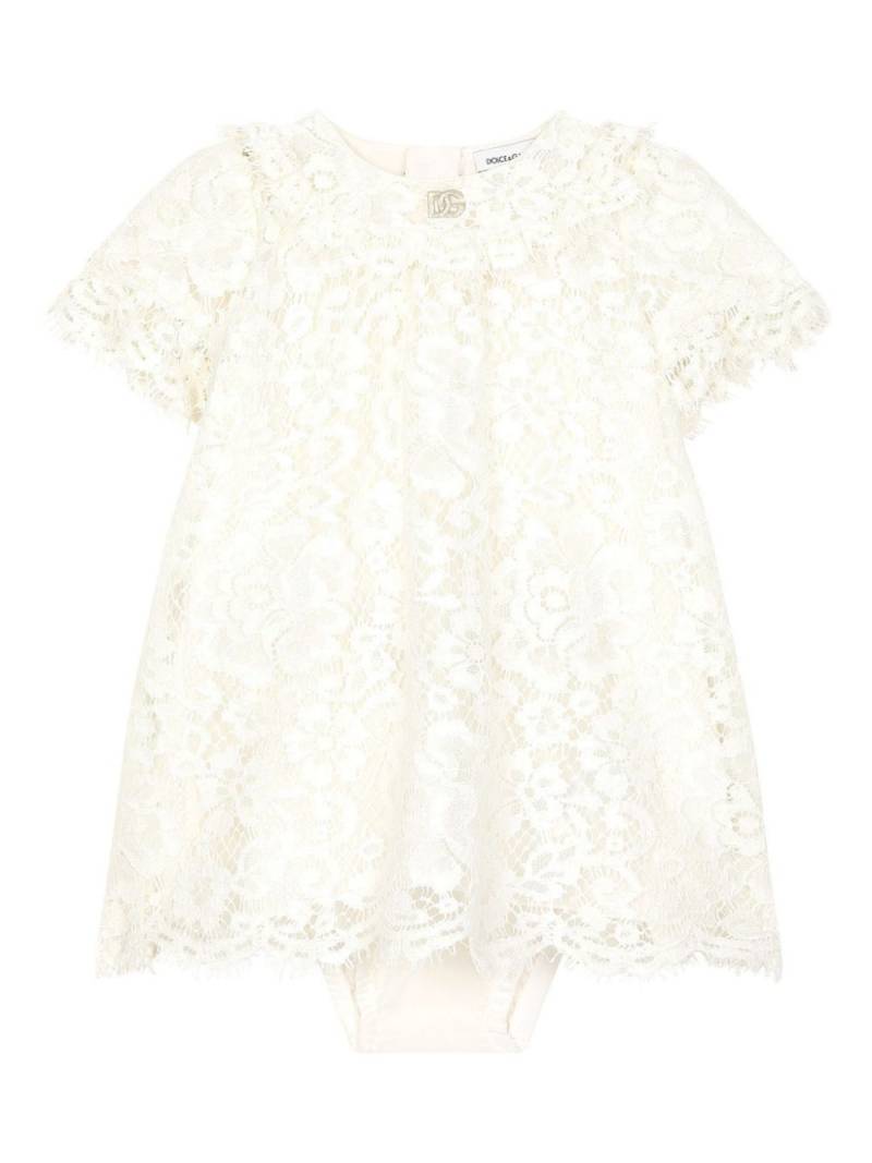 Dolce & Gabbana Kids logo lace dress - White von Dolce & Gabbana Kids