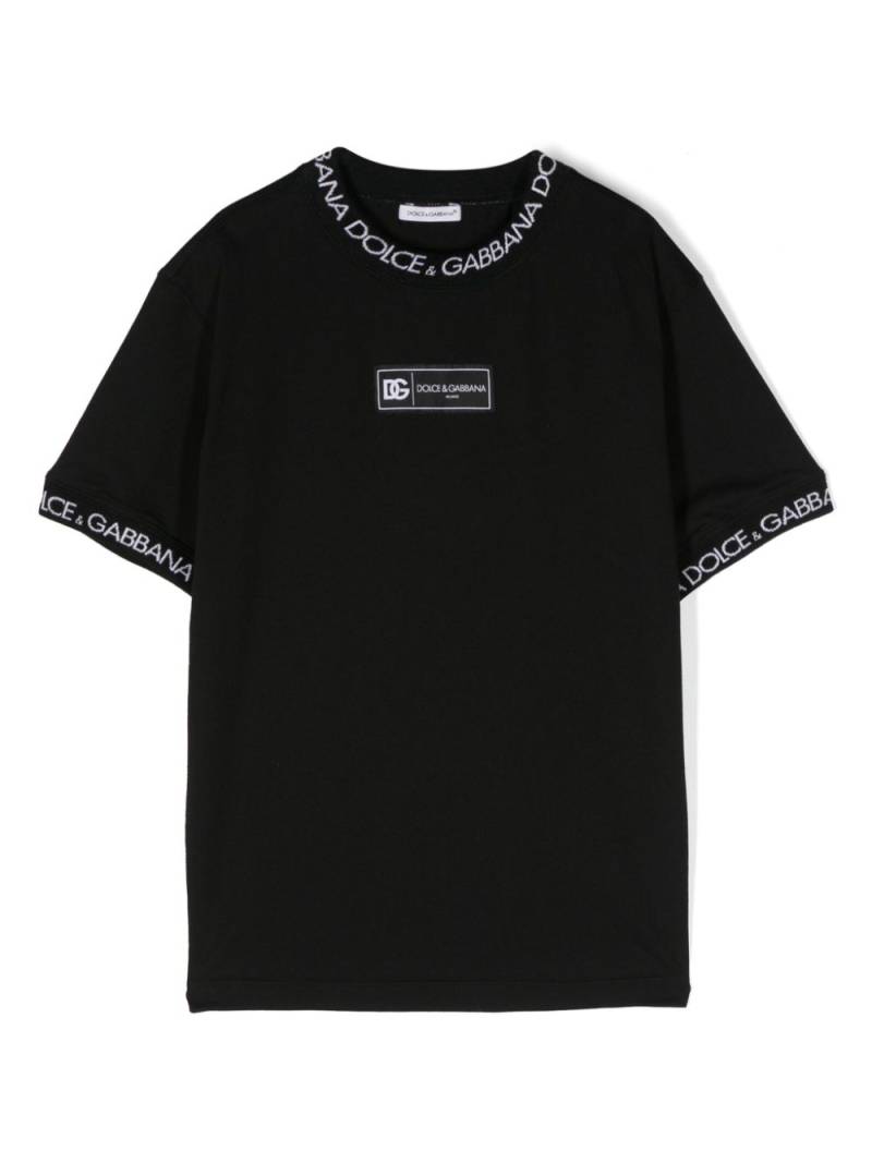 Dolce & Gabbana Kids logo-patch cotton T-shirt - Black von Dolce & Gabbana Kids