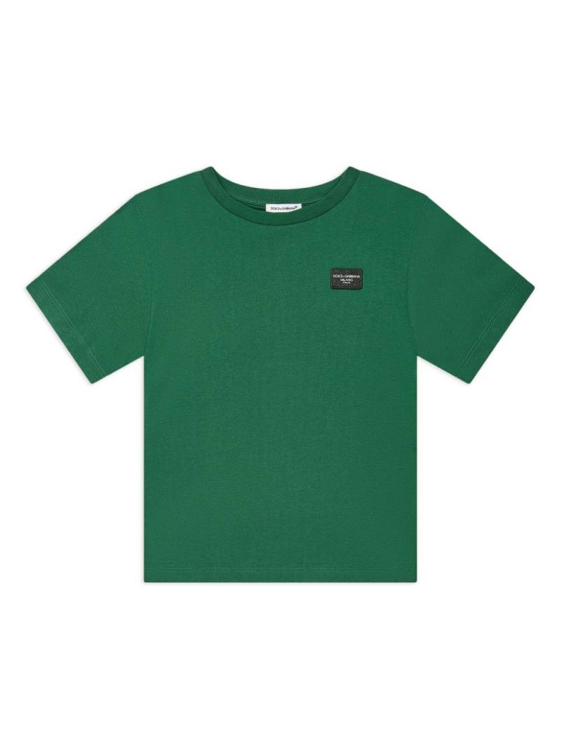 Dolce & Gabbana Kids logo-patch cotton T-shirt - Green von Dolce & Gabbana Kids