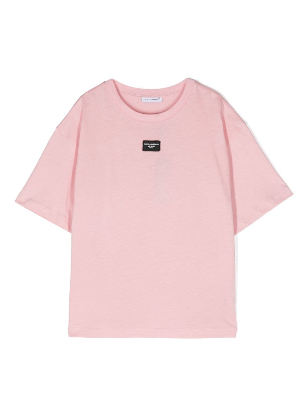 Dolce & Gabbana Kids logo-patch cotton T-shirt - Pink von Dolce & Gabbana Kids