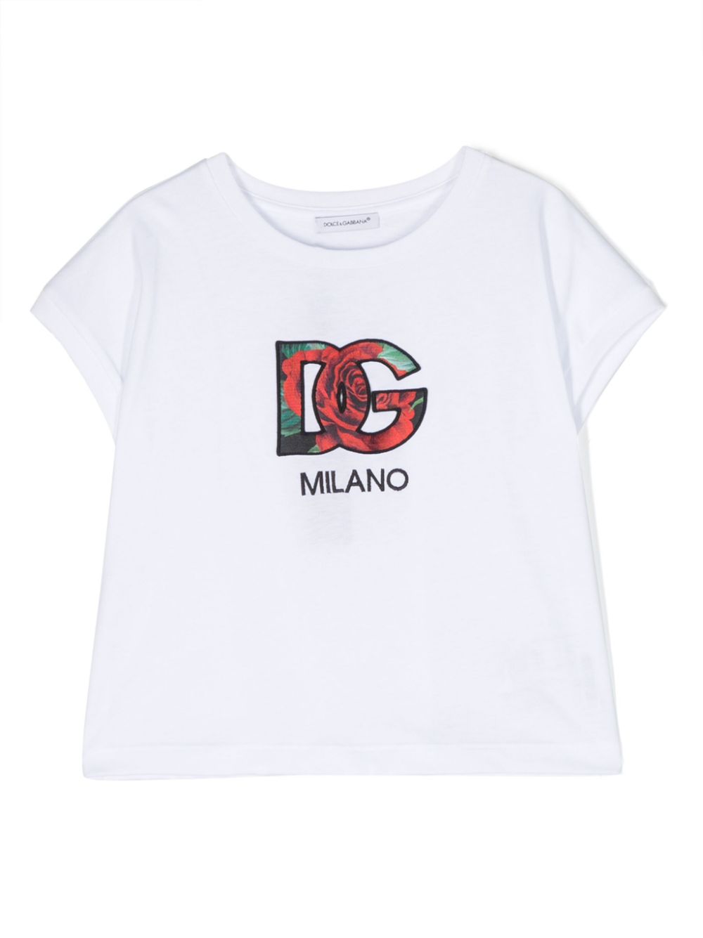 Dolce & Gabbana Kids logo-patch cotton T-shirt - White von Dolce & Gabbana Kids