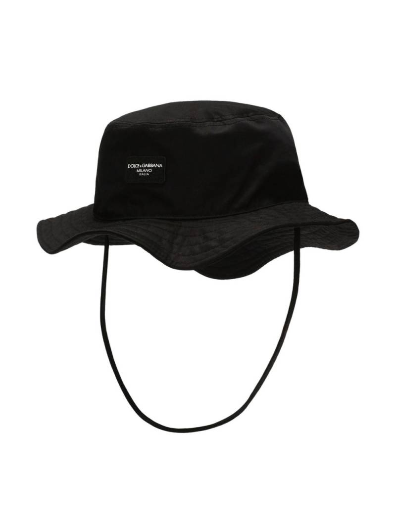 Dolce & Gabbana Kids logo-patch cotton-blend bucket hat - Black von Dolce & Gabbana Kids