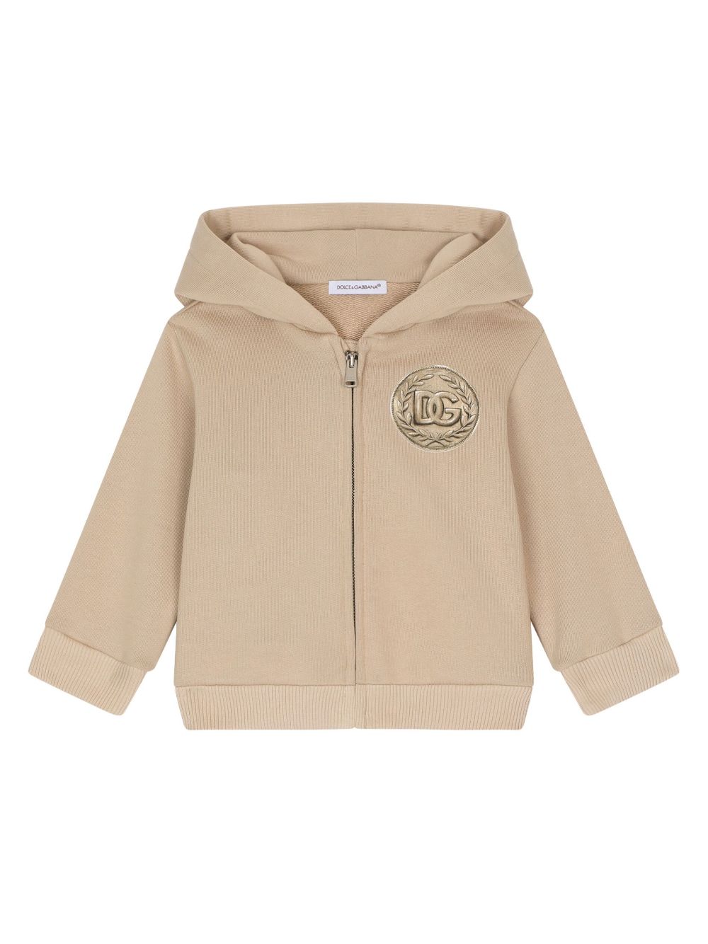 Dolce & Gabbana Kids logo-patch cotton hoodie - Brown von Dolce & Gabbana Kids