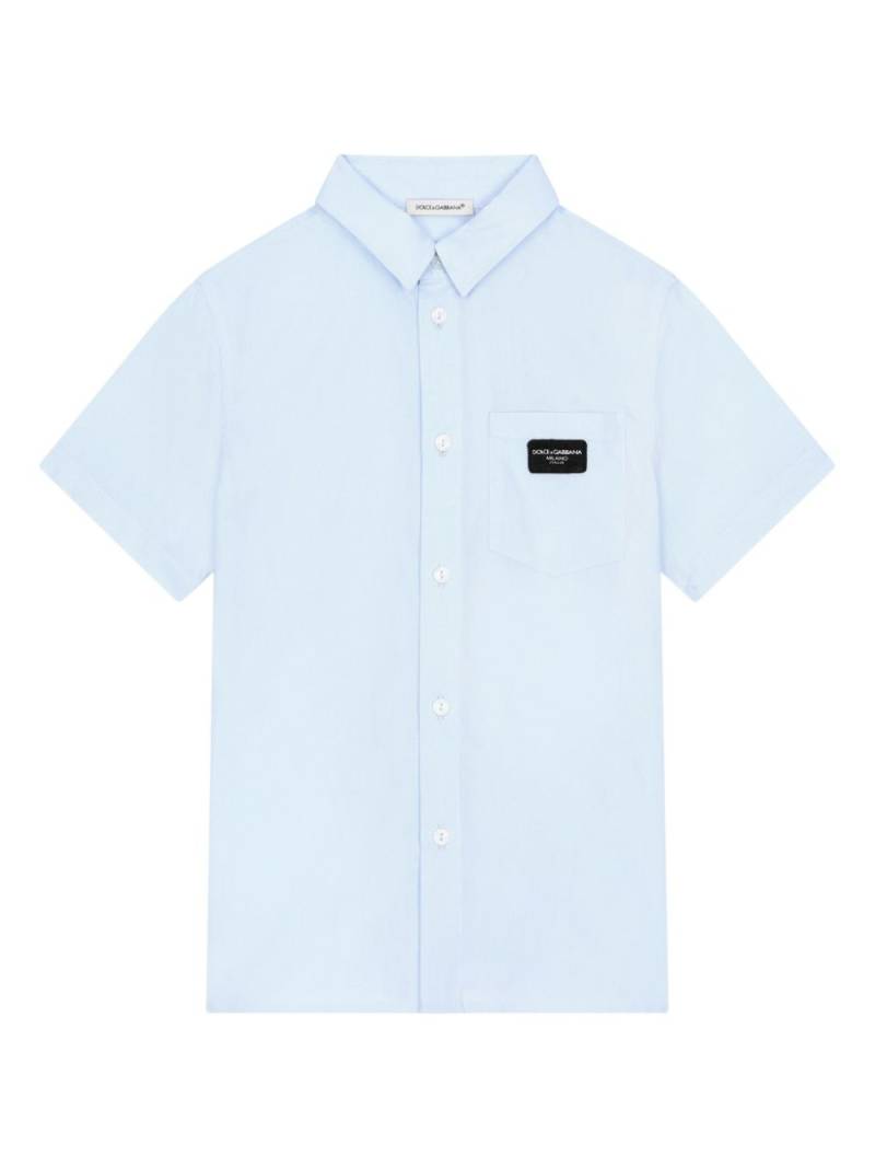 Dolce & Gabbana Kids logo-patch cotton shirt - Grey von Dolce & Gabbana Kids