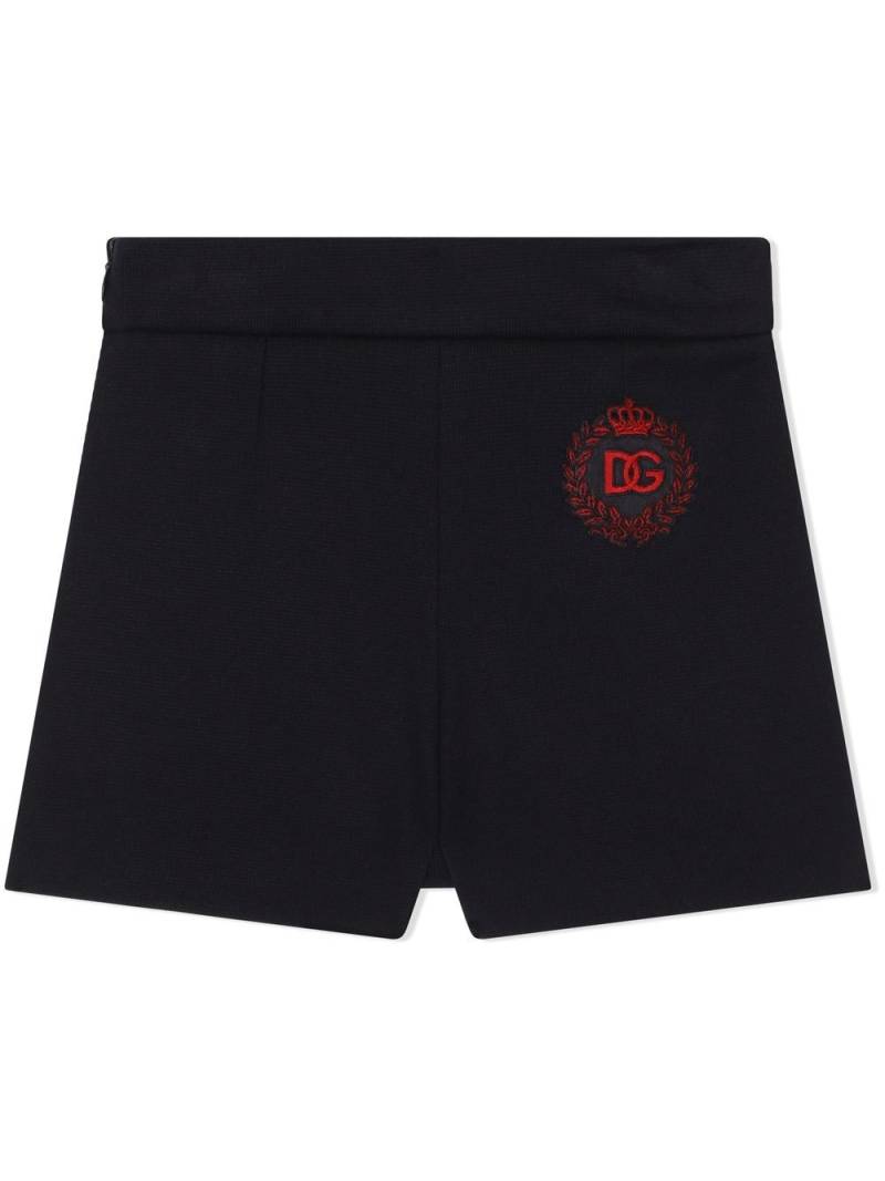 Dolce & Gabbana Kids logo-patch cotton shorts - Black von Dolce & Gabbana Kids