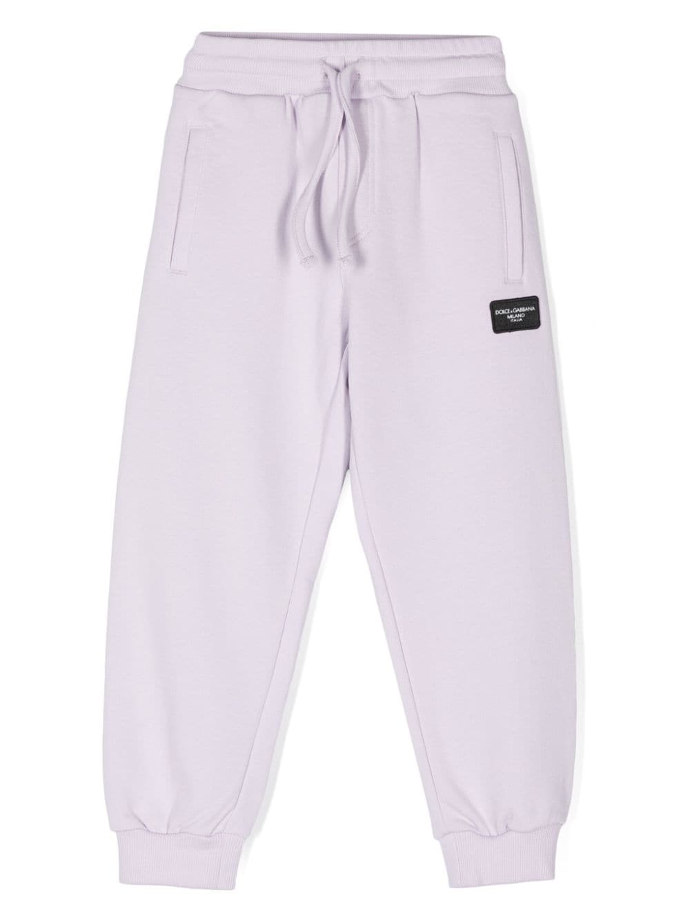 Dolce & Gabbana Kids logo-patch cotton track pants - Purple von Dolce & Gabbana Kids