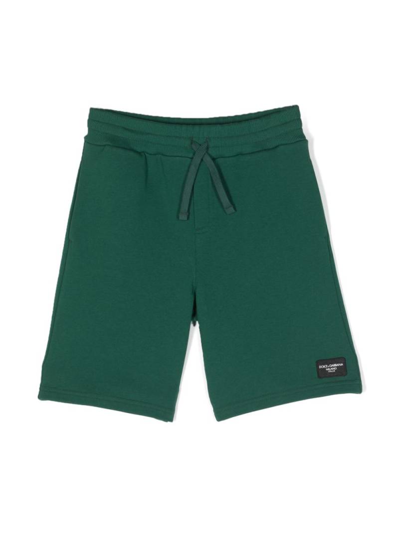 Dolce & Gabbana Kids logo-patch cotton track shorts - Green von Dolce & Gabbana Kids