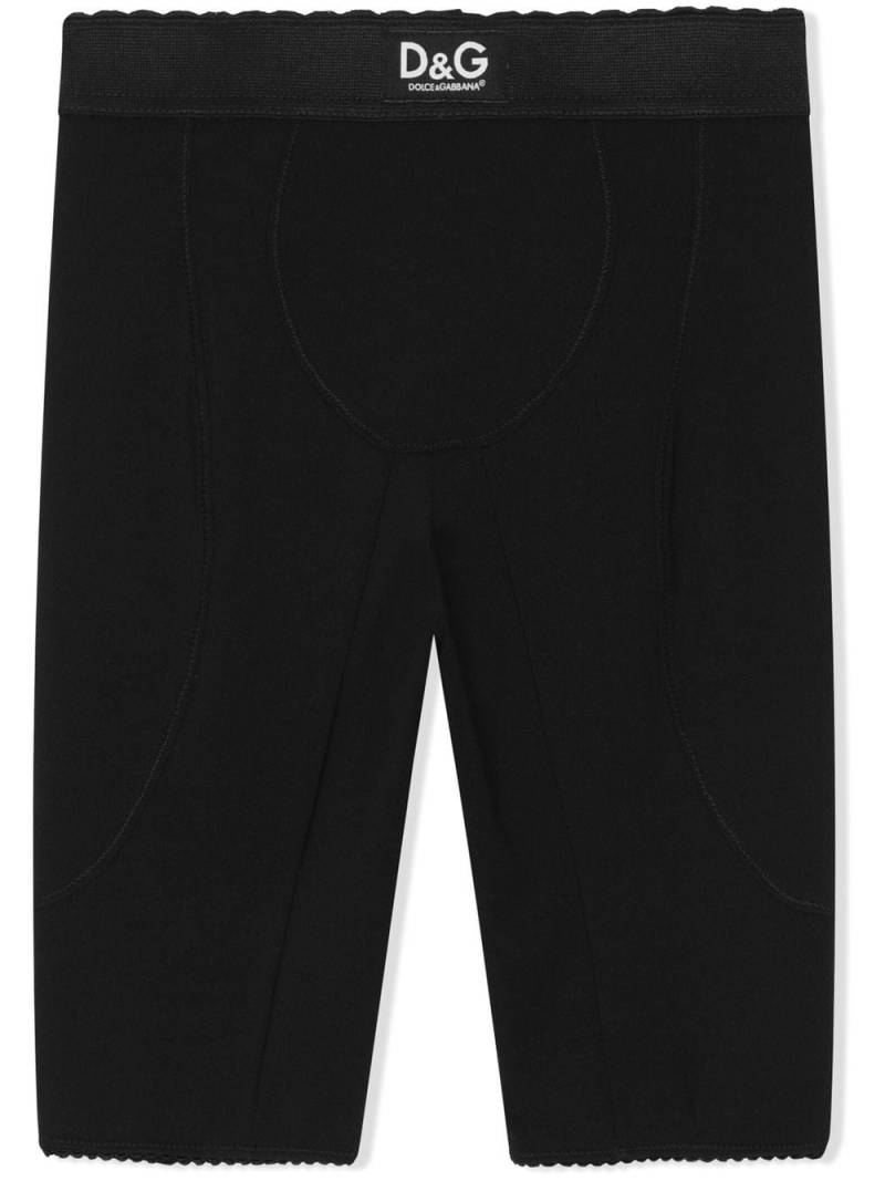 Dolce & Gabbana Kids logo-patch cycling shorts - Black von Dolce & Gabbana Kids