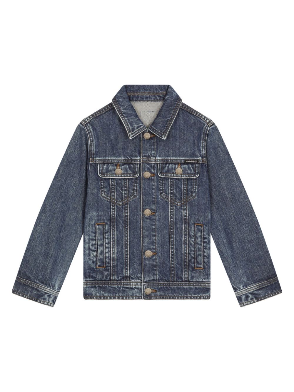 Dolce & Gabbana Kids logo-patch denim jacket - Blue von Dolce & Gabbana Kids