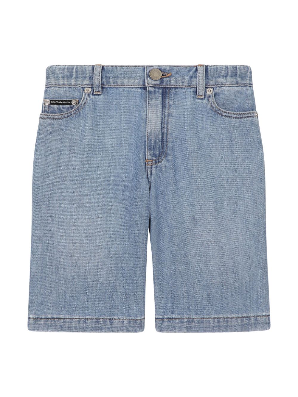 Dolce & Gabbana Kids logo-patch denim shorts - Blue von Dolce & Gabbana Kids