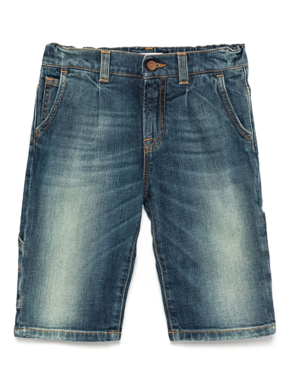 Dolce & Gabbana Kids logo patch denim shorts - Blue von Dolce & Gabbana Kids