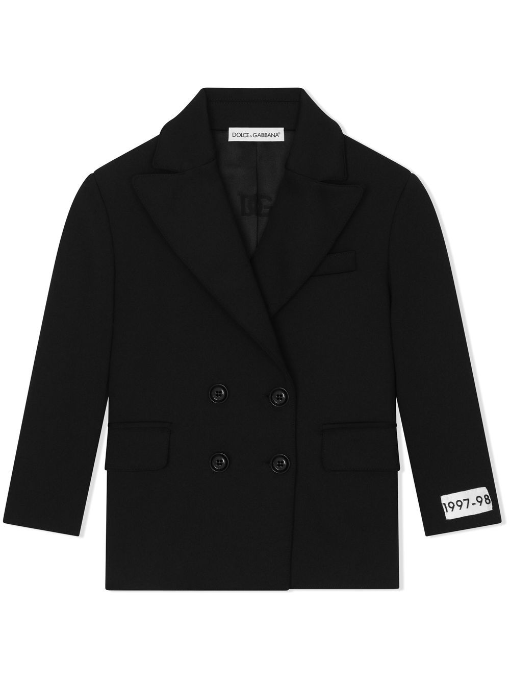 Dolce & Gabbana Kids logo-patch double-breasted blazer - Black von Dolce & Gabbana Kids