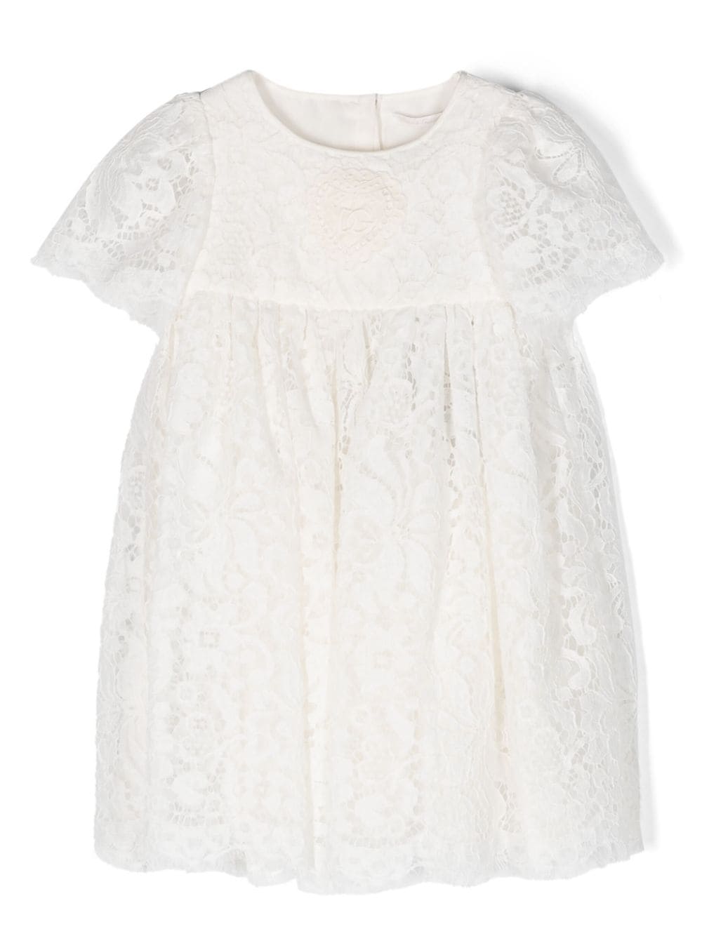 Dolce & Gabbana Kids logo-patch floral-lace dress - White von Dolce & Gabbana Kids