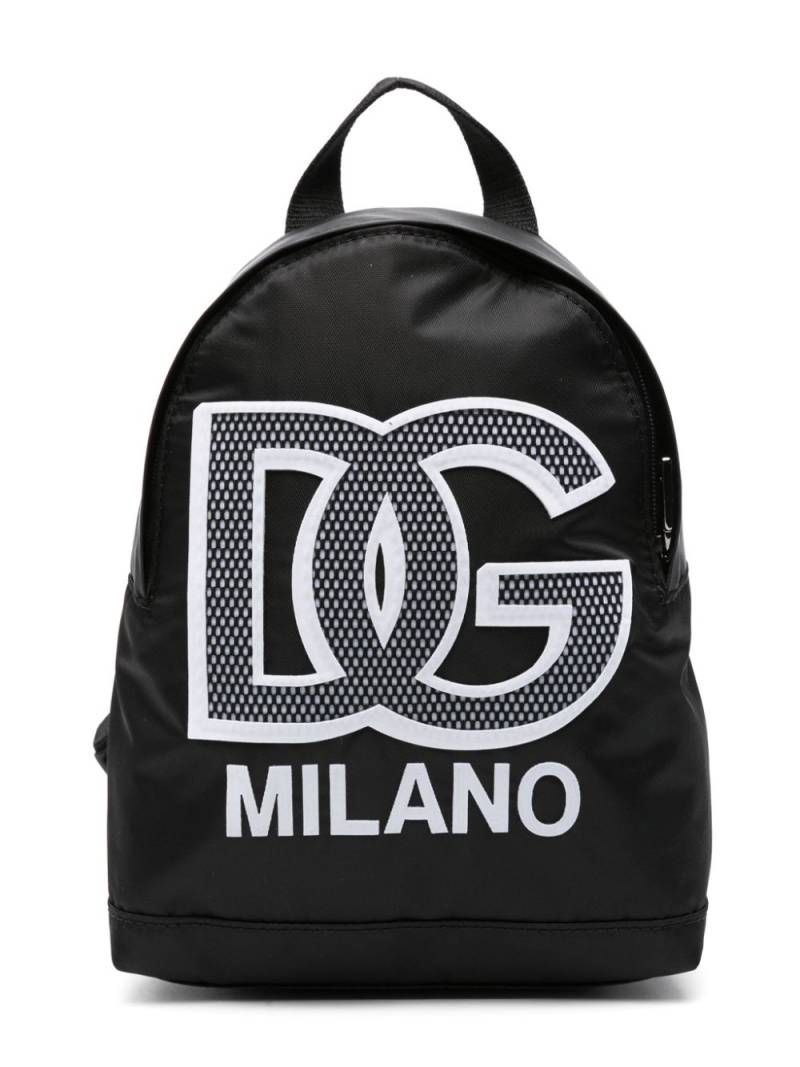 Dolce & Gabbana Kids logo-patch gabardine-weave backpack - Black von Dolce & Gabbana Kids