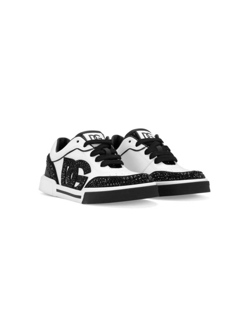 Dolce & Gabbana Kids logo-patch leather sneakers - White von Dolce & Gabbana Kids