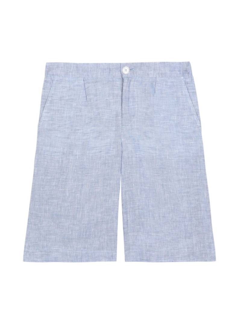 Dolce & Gabbana Kids logo-patch linen Bermuda shorts - Blue von Dolce & Gabbana Kids