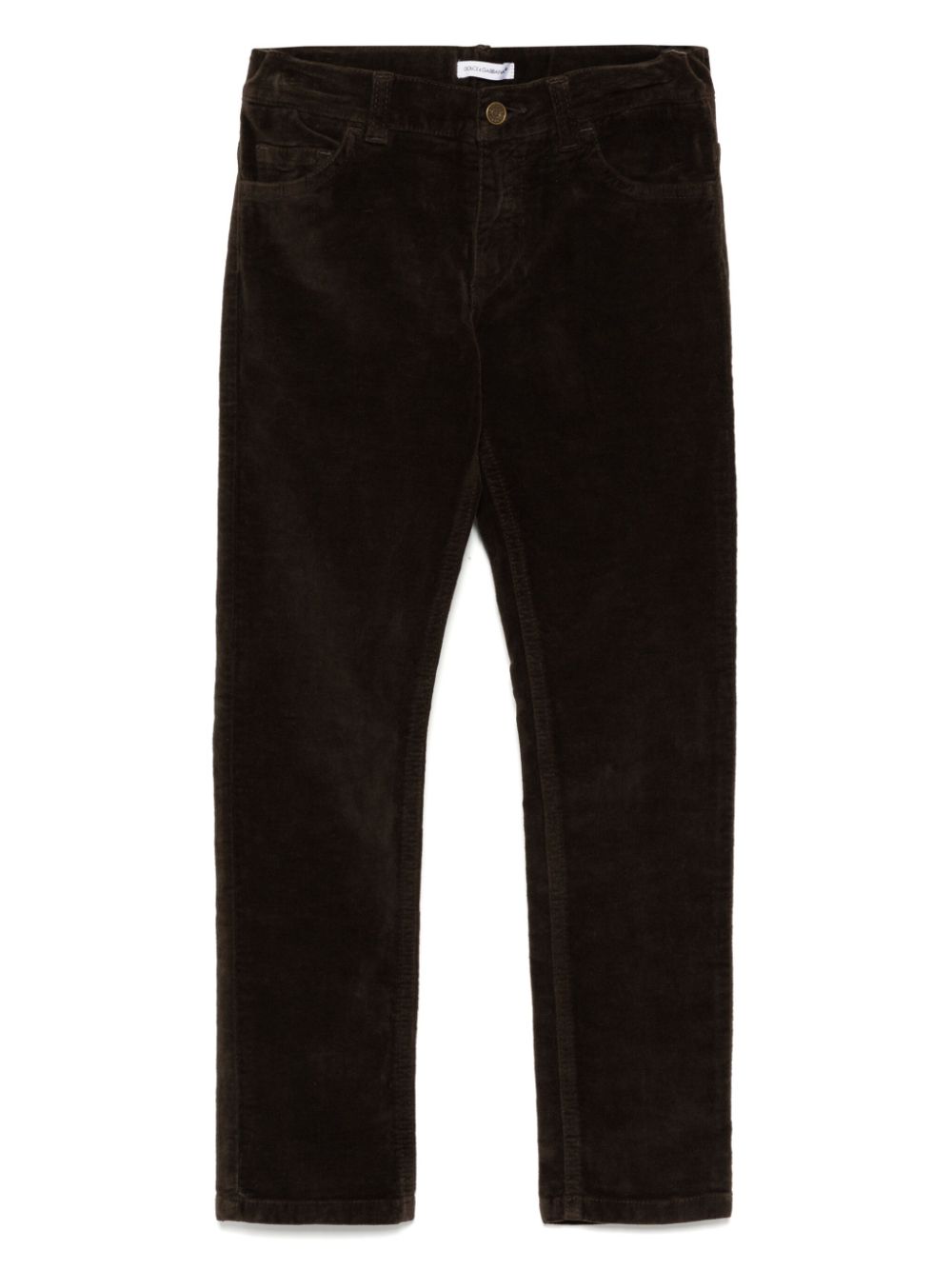 Dolce & Gabbana Kids logo patch skinny trousers - Brown von Dolce & Gabbana Kids