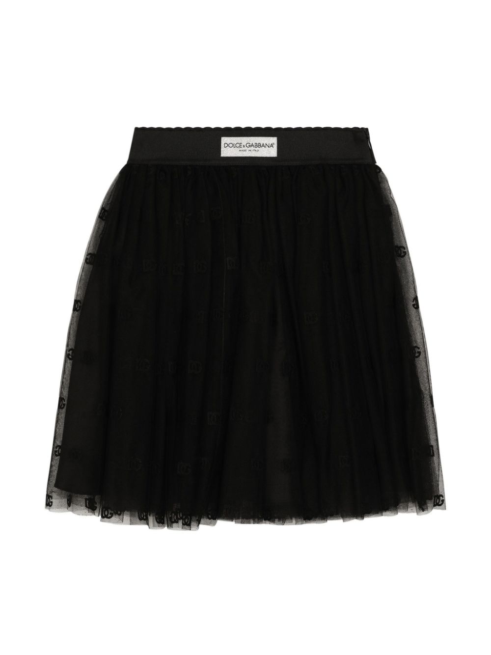 Dolce & Gabbana Kids logo-patch tulle skirt - Black von Dolce & Gabbana Kids