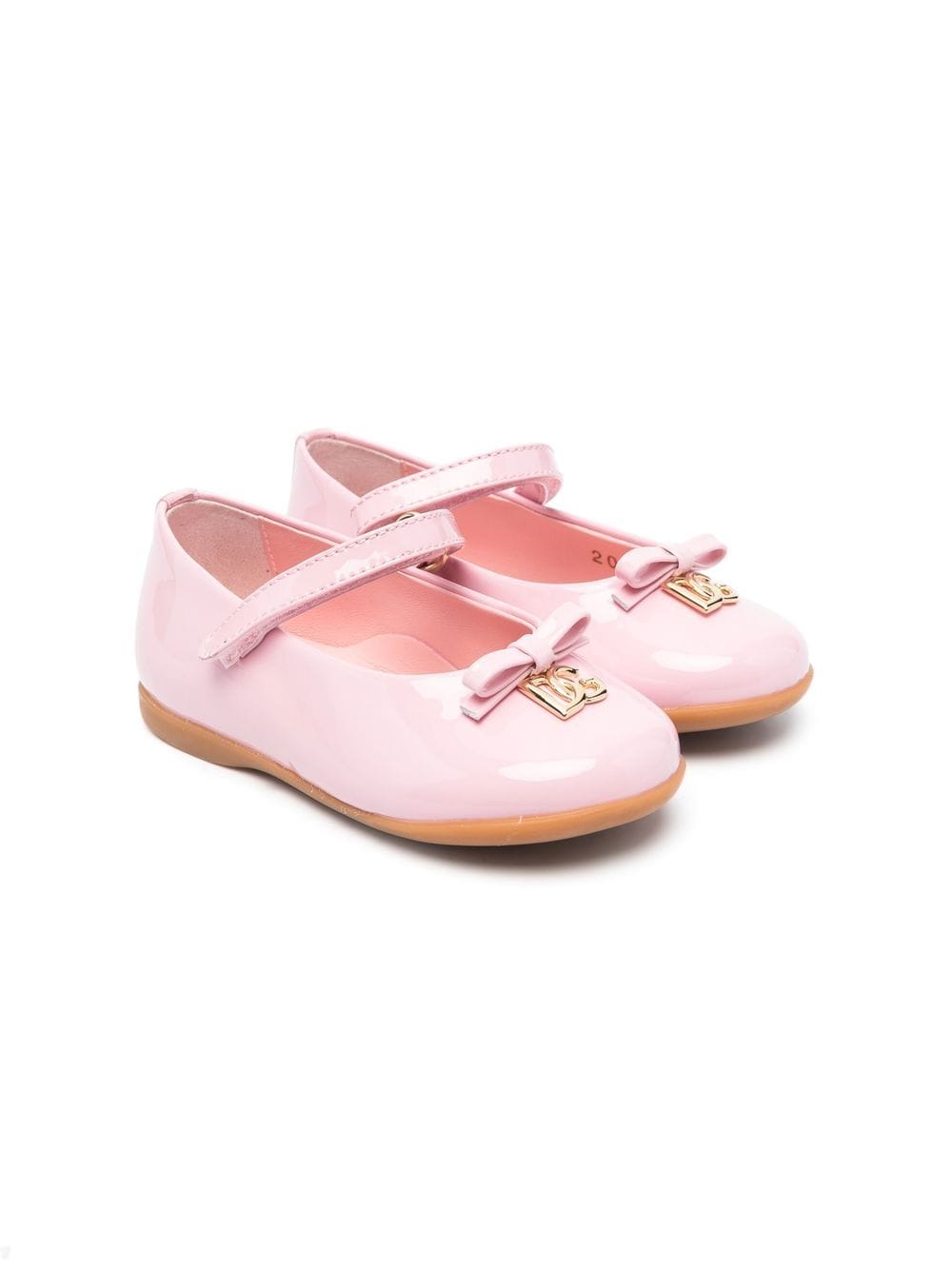 Dolce & Gabbana Kids logo-plaque ballerina shoes - Pink von Dolce & Gabbana Kids