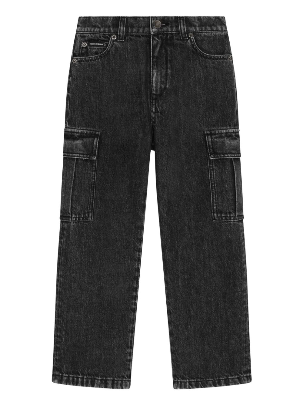 Dolce & Gabbana Kids logo-plaque cargo jeans - Black von Dolce & Gabbana Kids