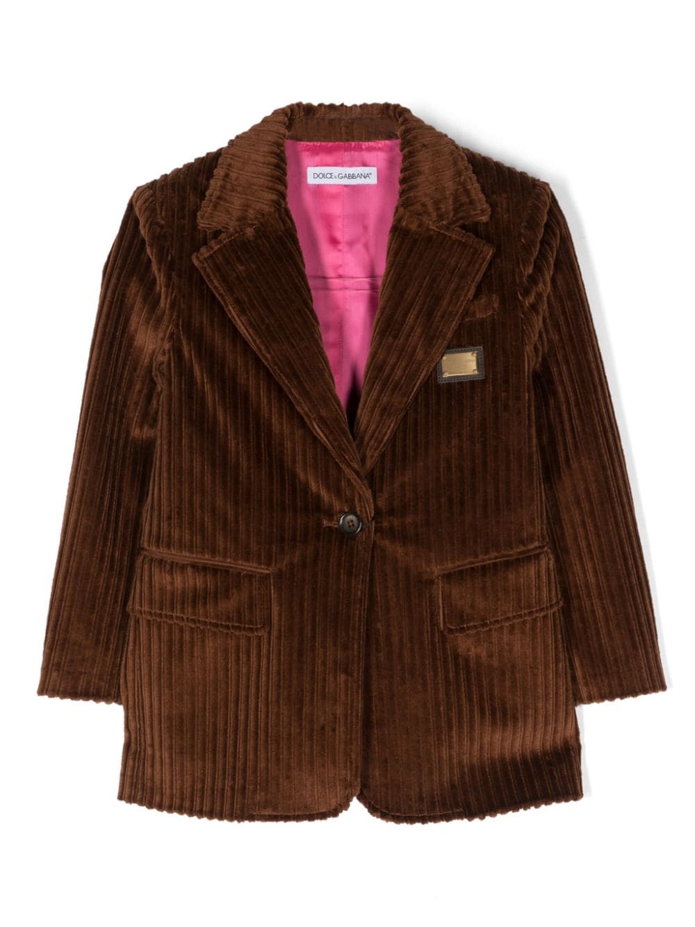 Dolce & Gabbana Kids logo-plaque corduroy blazer - Brown von Dolce & Gabbana Kids